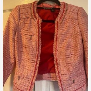 White/Black Front Pockets Long Sleeve Blazer Size 0